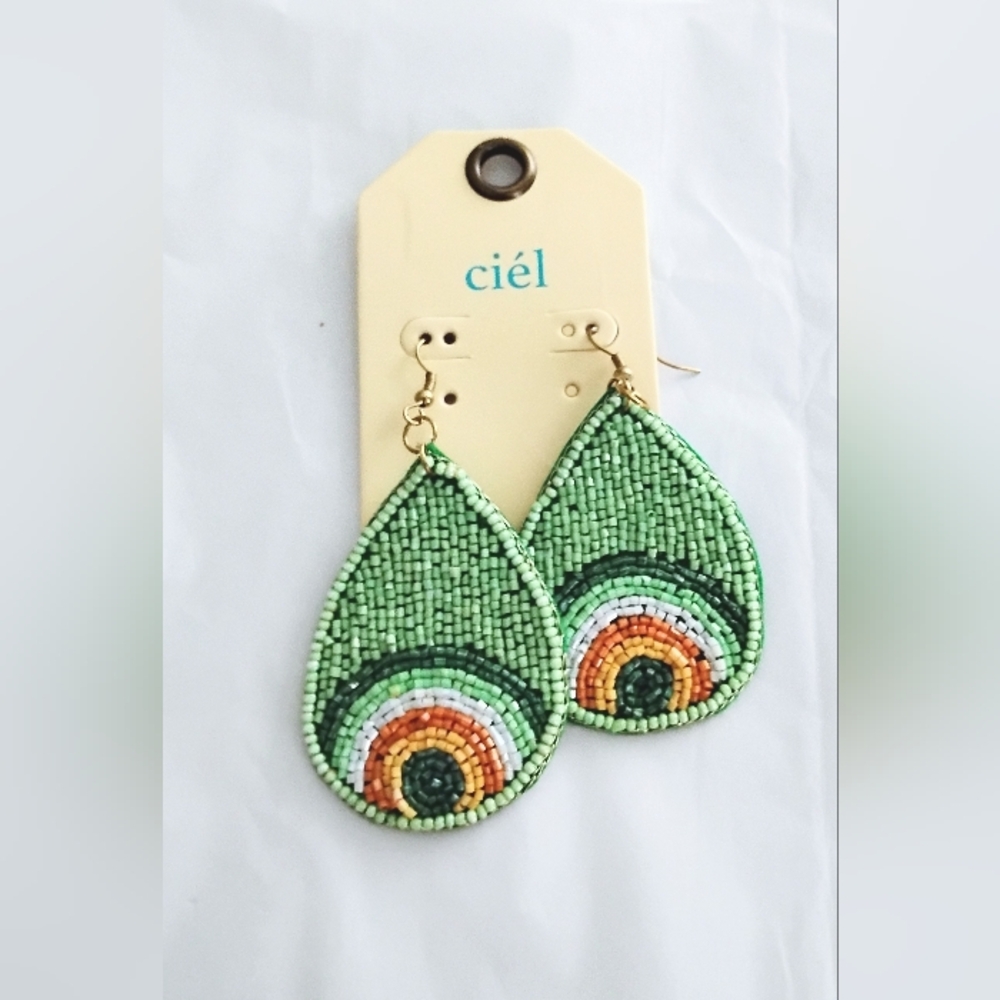 Green Beaded Earrings
